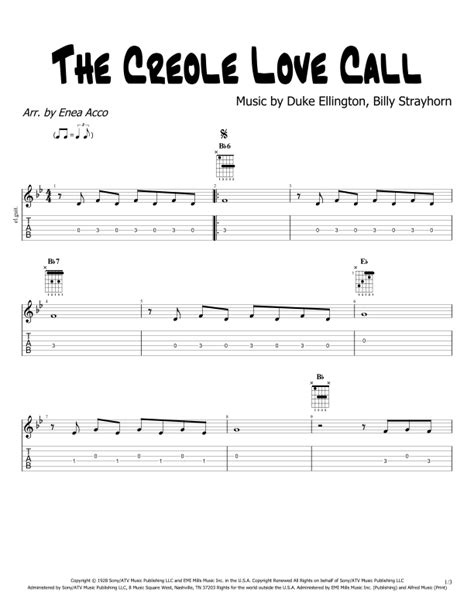Free Sheet Music Creole Love Call Arr H Frommermann Live Chanticleer